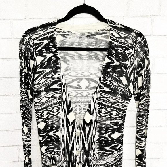 Twelfth Street by Cynthia Vincent Black & White Ikat Cardigan Women's Size Small - Picture 4 of 8
